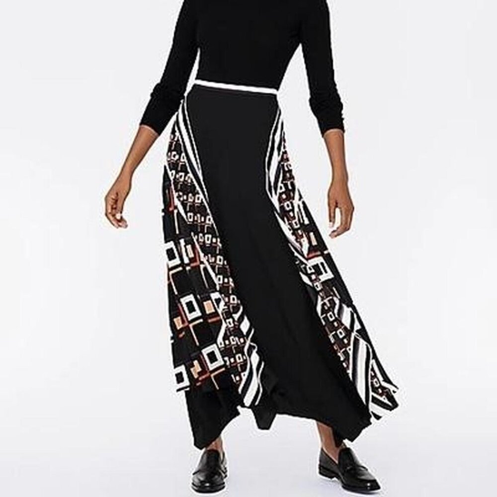 DVF Reece Asymmetric Printed Crepe Maxi Skirt